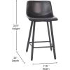 Flash Furniture Caleb Modern Armless 24 Inch Counter Height Stools Commercial Grade with Footrests and Matte Metal Frames, Set of 2