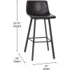 Flash Furniture Caleb Modern Commercial Barstools with Footrests – Black LeatherSoft -30 Inch – Black Matte Iron Frame – Armless – Set of 2(Black Leathersoft/Black)