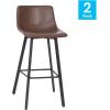 Flash Furniture Caleb Modern Commercial Barstools with Footrests – Black LeatherSoft -30 Inch – Black Matte Iron Frame – Armless – Set of 2(Chocolate Brown Leathersoft/Black)