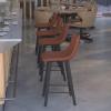 Flash Furniture Caleb Modern Commercial Barstools with Footrests – Black LeatherSoft -30 Inch – Black Matte Iron Frame – Armless – Set of 2(Cognac Leathersoft/Black)