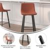 Flash Furniture Caleb Modern Commercial Barstools with Footrests – Black LeatherSoft -30 Inch – Black Matte Iron Frame – Armless – Set of 2(Cognac Leathersoft/Black)