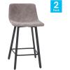 Flash Furniture Caleb Modern Commercial Barstools with Footrests – Black LeatherSoft -30 Inch – Black Matte Iron Frame – Armless – Set of 2(Gray Leathersoft/Black)