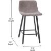Flash Furniture Caleb Modern Commercial Barstools with Footrests – Black LeatherSoft -30 Inch – Black Matte Iron Frame – Armless – Set of 2(Gray Leathersoft/Black)