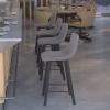 Flash Furniture Caleb Modern Commercial Barstools with Footrests – Black LeatherSoft -30 Inch – Black Matte Iron Frame – Armless – Set of 2(Gray Leathersoft/Black)