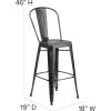 Flash Furniture Carly Commercial Grade 30″ High Black Metal Indoor-Outdoor Bar Height Stool with Back and Black Polystyrene Seat(Black/Black)