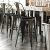 Flash Furniture Carly Commercial Grade 30″ High Black Metal Indoor-Outdoor Bar Height Stool with Back and Black Polystyrene Seat(Copper/Black)