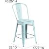 Flash Furniture Carly Commercial Grade 30″ High Black Metal Indoor-Outdoor Bar Height Stool with Back and Black Polystyrene Seat(Gray Seat/Green-blue Frame)