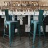Flash Furniture Carly Commercial Grade 30″ High Black Metal Indoor-Outdoor Bar Height Stool with Back and Black Polystyrene Seat(Kelly Blue-teal/Teal-blue)