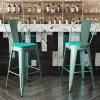 Flash Furniture Carly Commercial Grade 30″ High Black Metal Indoor-Outdoor Bar Height Stool with Back and Black Polystyrene Seat(Mint Green/Mint Green)