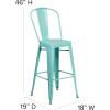Flash Furniture Carly Commercial Grade 30″ High Black Metal Indoor-Outdoor Bar Height Stool with Back and Black Polystyrene Seat(Mint Green/Mint Green)