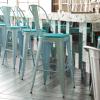 Flash Furniture Carly Commercial Grade 30″ High Black Metal Indoor-Outdoor Bar Height Stool with Back and Black Polystyrene Seat(Mint Green/Mint Green)