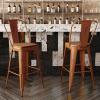 Flash Furniture Carly Commercial Grade 30″ High Black Metal Indoor-Outdoor Bar Height Stool with Back and Black Polystyrene Seat(Orange/Teak)