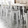 Flash Furniture Carly Commercial Grade 30″ High Black Metal Indoor-Outdoor Bar Height Stool with Back and Black Polystyrene Seat(White/Gray)
