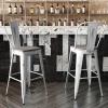 Flash Furniture Carly Commercial Grade 30″ High Black Metal Indoor-Outdoor Bar Height Stool with Back and Black Polystyrene Seat(White/Gray)