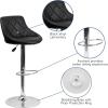 Flash Furniture Contemporary Brown Vinyl Bucket Seat Adjustable Height Barstool with Diamond Pattern Back and Chrome Base(Black)