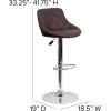 Flash Furniture Contemporary Brown Vinyl Bucket Seat Adjustable Height Barstool with Diamond Pattern Back and Chrome Base(Brown)