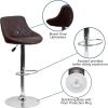 Flash Furniture Contemporary Brown Vinyl Bucket Seat Adjustable Height Barstool with Diamond Pattern Back and Chrome Base(Brown)