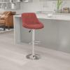 Flash Furniture Contemporary Brown Vinyl Bucket Seat Adjustable Height Barstool with Diamond Pattern Back and Chrome Base(Burgundy)