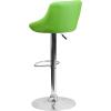 Flash Furniture Contemporary Brown Vinyl Bucket Seat Adjustable Height Barstool with Diamond Pattern Back and Chrome Base(Green)
