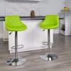 Flash Furniture Contemporary Brown Vinyl Bucket Seat Adjustable Height Barstool with Diamond Pattern Back and Chrome Base(Green)