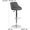 Flash Furniture Contemporary Brown Vinyl Bucket Seat Adjustable Height Barstool with Diamond Pattern Back and Chrome Base(Grey)