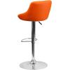 Flash Furniture Contemporary Brown Vinyl Bucket Seat Adjustable Height Barstool with Diamond Pattern Back and Chrome Base(Orange)