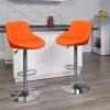 Flash Furniture Contemporary Brown Vinyl Bucket Seat Adjustable Height Barstool with Diamond Pattern Back and Chrome Base(Orange)