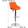 Flash Furniture Contemporary Brown Vinyl Bucket Seat Adjustable Height Barstool with Diamond Pattern Back and Chrome Base(Orange)