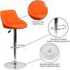 Flash Furniture Contemporary Brown Vinyl Bucket Seat Adjustable Height Barstool with Diamond Pattern Back and Chrome Base(Orange)