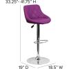 Flash Furniture Contemporary Brown Vinyl Bucket Seat Adjustable Height Barstool with Diamond Pattern Back and Chrome Base(Purple)
