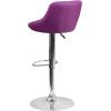 Flash Furniture Contemporary Brown Vinyl Bucket Seat Adjustable Height Barstool with Diamond Pattern Back and Chrome Base(Purple)