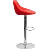 Flash Furniture Contemporary Brown Vinyl Bucket Seat Adjustable Height Barstool with Diamond Pattern Back and Chrome Base(Red)