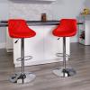 Flash Furniture Contemporary Brown Vinyl Bucket Seat Adjustable Height Barstool with Diamond Pattern Back and Chrome Base(Red)