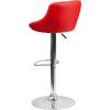 Flash Furniture Contemporary Brown Vinyl Bucket Seat Adjustable Height Barstool with Diamond Pattern Back and Chrome Base(Red)