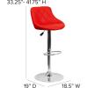 Flash Furniture Contemporary Brown Vinyl Bucket Seat Adjustable Height Barstool with Diamond Pattern Back and Chrome Base(Red)