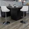 Flash Furniture Contemporary Brown Vinyl Bucket Seat Adjustable Height Barstool with Diamond Pattern Back and Chrome Base(White)