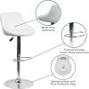 Flash Furniture Contemporary Brown Vinyl Bucket Seat Adjustable Height Barstool with Diamond Pattern Back and Chrome Base(White)