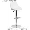Flash Furniture Contemporary Brown Vinyl Bucket Seat Adjustable Height Barstool with Diamond Pattern Back and Chrome Base(White)