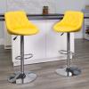 Flash Furniture Contemporary Brown Vinyl Bucket Seat Adjustable Height Barstool with Diamond Pattern Back and Chrome Base(Yellow)