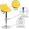 Flash Furniture Contemporary Brown Vinyl Bucket Seat Adjustable Height Barstool with Diamond Pattern Back and Chrome Base(Yellow)
