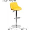 Flash Furniture Contemporary Brown Vinyl Bucket Seat Adjustable Height Barstool with Diamond Pattern Back and Chrome Base(Yellow)