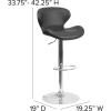 Flash Furniture Contemporary Charcoal Fabric Adjustable Height Barstool with Curved Back and Chrome Base(Black Vinyl)