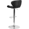 Flash Furniture Contemporary Charcoal Fabric Adjustable Height Barstool with Curved Back and Chrome Base(Black Vinyl)