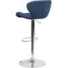 Flash Furniture Contemporary Charcoal Fabric Adjustable Height Barstool with Curved Back and Chrome Base(Blue Fabric)