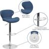 Flash Furniture Contemporary Charcoal Fabric Adjustable Height Barstool with Curved Back and Chrome Base(Blue Fabric)