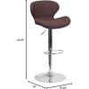 Flash Furniture Contemporary Charcoal Fabric Adjustable Height Barstool with Curved Back and Chrome Base(Brown Fabric)