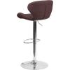 Flash Furniture Contemporary Charcoal Fabric Adjustable Height Barstool with Curved Back and Chrome Base(Brown Fabric)