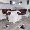 Flash Furniture Contemporary Charcoal Fabric Adjustable Height Barstool with Curved Back and Chrome Base(Brown Fabric)