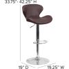 Flash Furniture Contemporary Charcoal Fabric Adjustable Height Barstool with Curved Back and Chrome Base(Brown Vinyl)