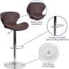 Flash Furniture Contemporary Charcoal Fabric Adjustable Height Barstool with Curved Back and Chrome Base(Brown Vinyl)
